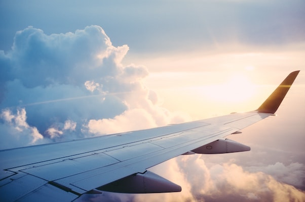 view of sunset from an airplane window